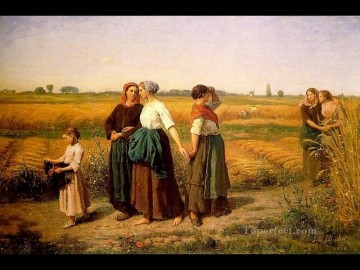 Jules Breton Painting - The Reapers countryside Realist Jules Breton